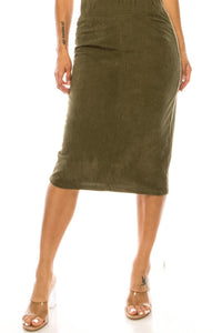 79219 Corduroy Denim Skirt In Moss