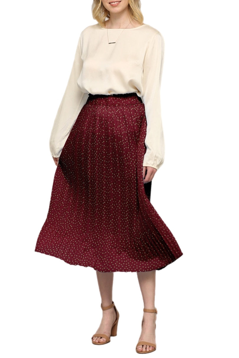 Pleated Skirt Style 2383 in Black or Wine Polka Dot