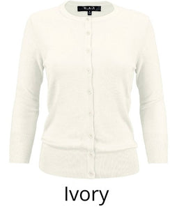Button Crew Neck Cardigan Style 079