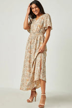 Paisley Print Flutter Sleeve Maxi Dress Style 5558 in Taupe