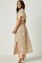 Paisley Print Flutter Sleeve Maxi Dress Style 5558 in Taupe