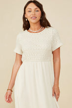 Crochet Mix Media Midi Dress Style 8553 in Ivory