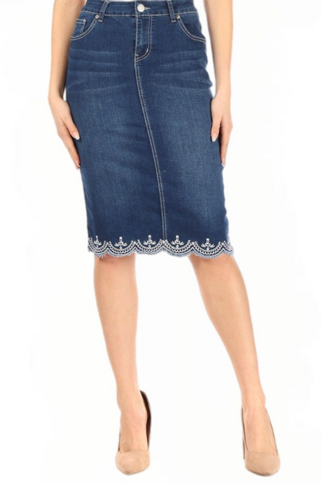 Denim Skirt 77227 in Indigo Wash