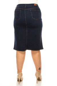 Plus Denim Skirt 79227X in Stone Wash Dark