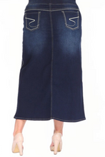 Plus Denim Long Skirt 88040X in Indigo Wash