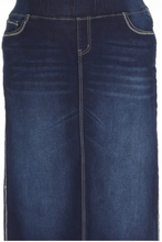 Plus Denim Long Skirt 88040X in Indigo Wash