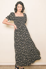 Floral Short Sleeve Maxi Dress 1246 in Black