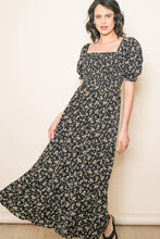 Floral Short Sleeve Maxi Dress 1246 in Black