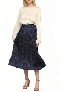 Pleated Skirt Style 2383 in Navy or Rust Polka Dot