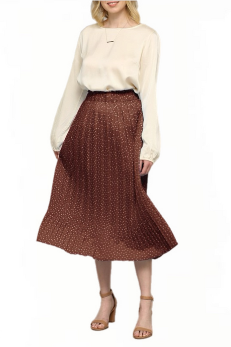 Pleated Skirt Style 2383 in Navy or Rust Polka Dot