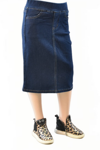 Girls Denim Skirt Style 79382 in Dark Indigo