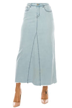 Long Denim Skirt Style 89209 in Light Wash