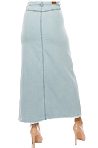 Long Denim Skirt Style 89209 in Light Wash