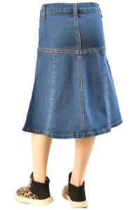 Girls Flared Denim Skirt Style 79242 in Indigo Wash