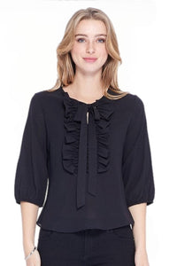 Ruffle Ribon Blouse in Black Style 40306