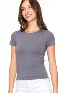 Double Layer Short Sleeve Cotton Tee Style 0078 in Quiet Shade