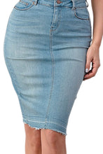 Plus Short Denim Skirt Style 1001 in Dark or Light Blue