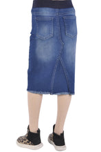 Girls Mid Length Denim Skirt Style 77617 Indigo Wash
