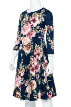 Girls Princess A-line Dress Style 5005 in Black and Navy Floral