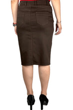 Black Mid-Length Denim Skirt 221-10B