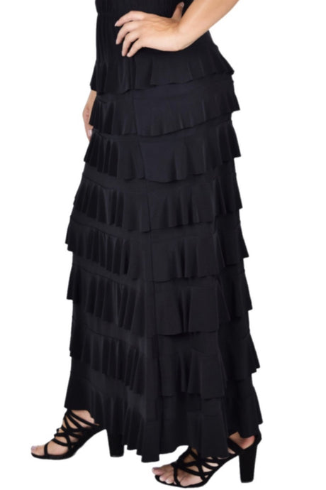 Plus Long Ruffle Skirt Style 194 in Black
