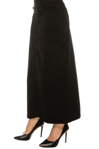 Twill Long Skirt Style 98151 in Black