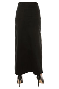 Twill Long Skirt Style 98151 in Black