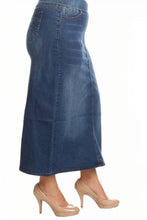 Plus Long Denim Skirt Style 87241X Indigo Wash