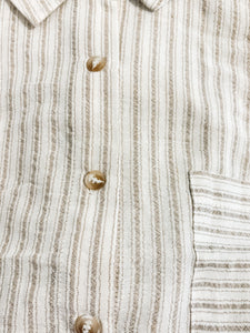 Striped Linen Shirt 2230 in Black and Khaki