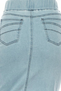 Denim Pencil Skirt Style 77104 in Light Indigo