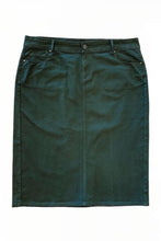 Plus Olive Green Mid-Length Twill Skirt Style 243/10-10D
