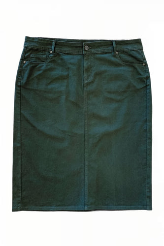 Plus Olive Green Mid-Length Twill Skirt Style 243/10-10D