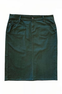 Plus Olive Green Mid-Length Twill Skirt Style 243/10-10D