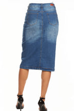 Faded Denim Pencil Skirt Style 77239 in Indigo Wash