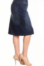 Plus Denim Pencil Skirt 77104X in Dark Indigo