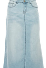 Long Denim Pencil Skirt Style 89141 in Light Indigo Wash