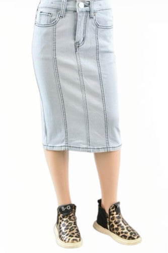 Girls Denim Skirt Style 79192 in Light Indigo