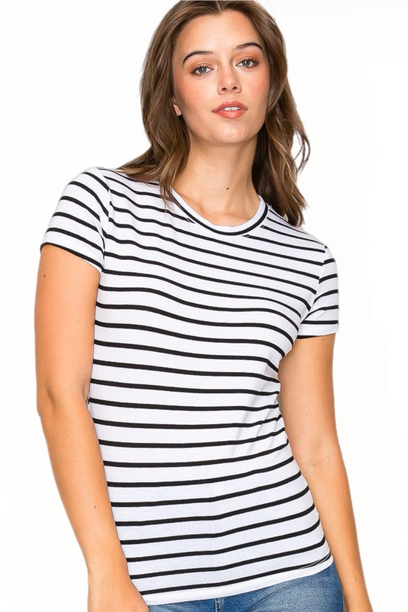 Short Sleeved Striped Tee in Style 7783