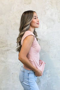 Cap Sleeve Layering Tee in Dusty Pink SH10