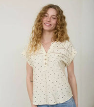 Polka Dot Short Sleeve Top in Oatmeal