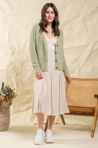 Cozy Button Up Cardigan Style 2192 in Sage