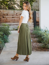 The Reed Pleated Midi in Olive