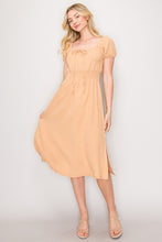 Bubble Sleeve Midi Dress 0009 in Natural