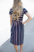 Striped Eliana Dress in Navy