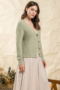 Cozy Button Up Cardigan Style 2192 in Sage