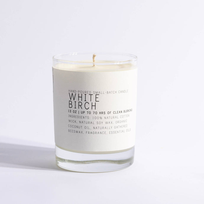White Birch - Just Bee Candles: 13 oz (up to 60 hrs of clean burning)