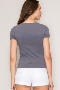 0078 Double Layer Short Sleeve Cotton Tee in Quiet Shade