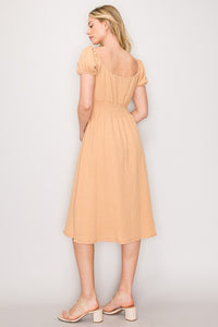 Bubble Sleeve Midi Dress 0009 in Light Dusty Rose