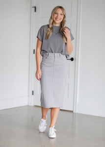 Remi Ultimate Gray Denim Midi Skirt