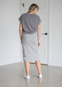 Remi Ultimate Gray Denim Midi Skirt